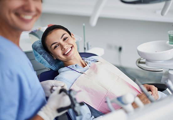 Jackson dental patient receiving routine cleaning