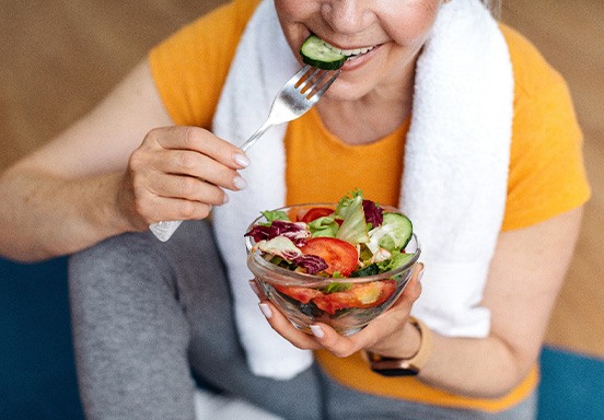 Jackson patient choosing healthy foods for strong teeth