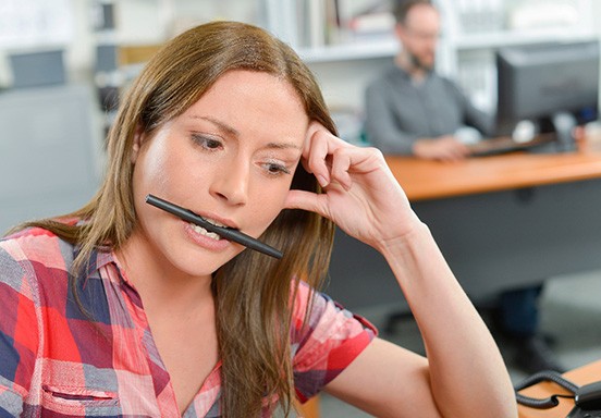 Jackson patient chewing on a pen